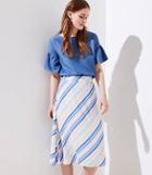 Loft Striped Covered Button Skirt