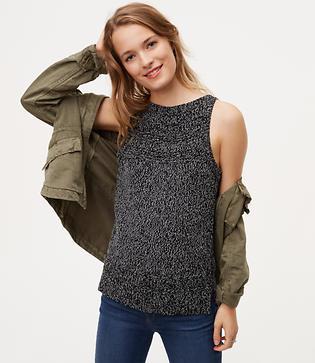 Loft Marled Stitch Striped Sweater Tank