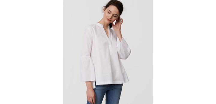 Loft Bell Sleeve Split Neck Softened Shirt