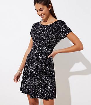Loft Dotted Knot Flare Dress