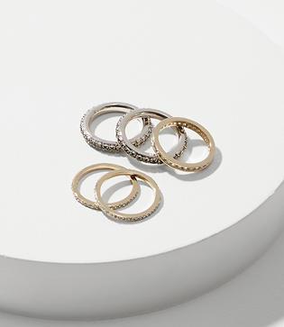 Loft Mixed Metal Pave Crystal Ring Set