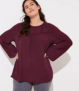 Loft Plus Lacy Mixed Media Top