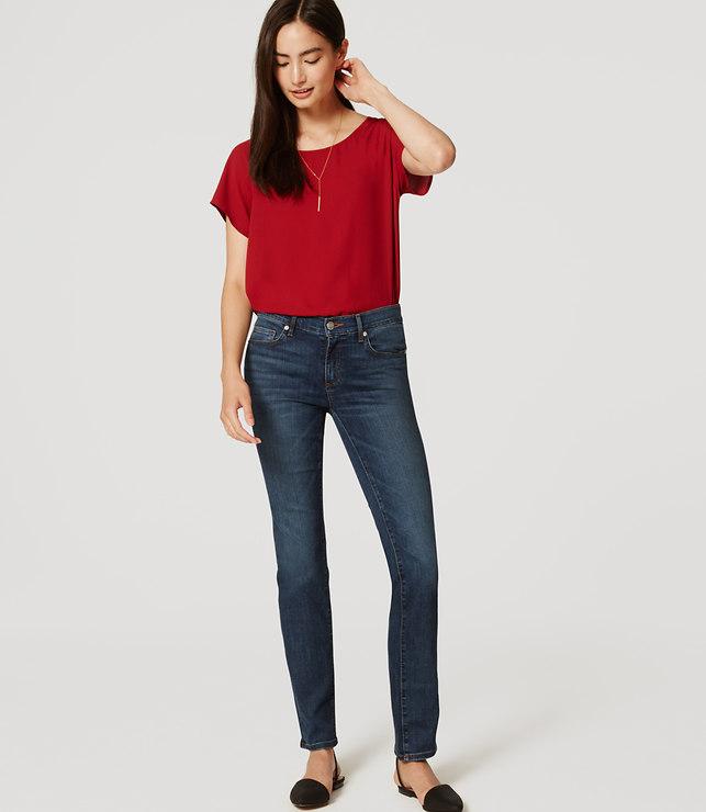 Loft Modern Straight Leg Jeans In Medium Faded Wash