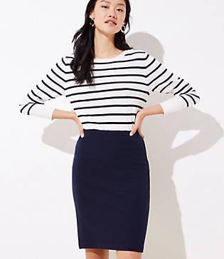 Loft Diamond Jacquard Pull On Pencil Skirt