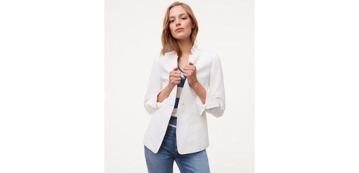 Loft Linen Cotton Notched Blazer