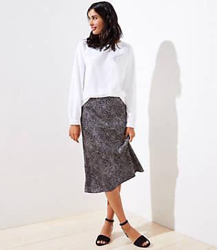 Loft Dotted Pull On Midi Skirt