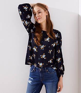 Loft Vine Puff Sleeve Blouse