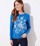 Loft Embroidered Puff Sleeve Sweater