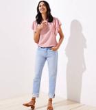 Loft Frayed Flip Cuff Boyfriend Jeans In Light Indigo