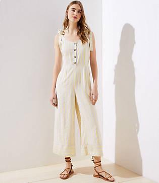 Loft Beach Striped Tie Shoulder Jumpsuit