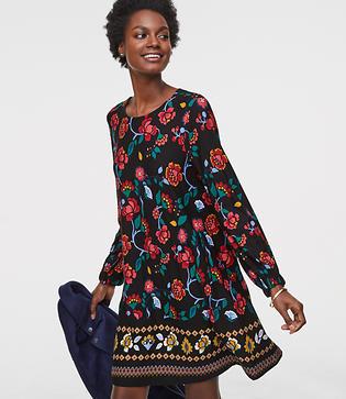 Loft Stained Glass Floral Swing Dress