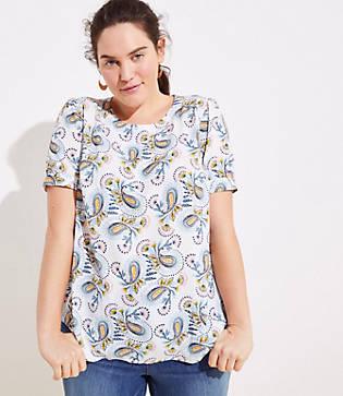 Loft Plus Paisley Button Back Top