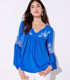 Loft Floral Eyelet V-neck Blouse