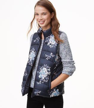 Loft Floral Puffer Vest