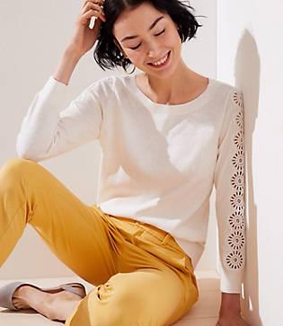 Loft Eyelet Sleeve Sweater