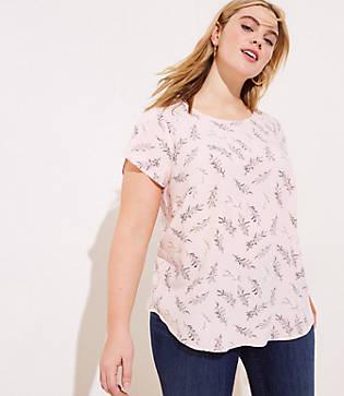 Loft Plus Leafy Tulip Sleeve Button Back Top