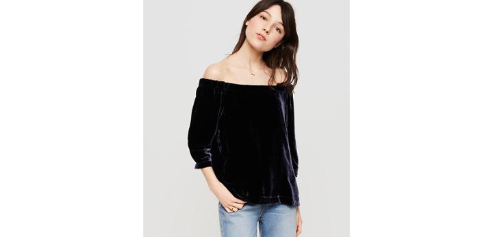 Loft Lou & Grey Velvet Off The Shoulder Top