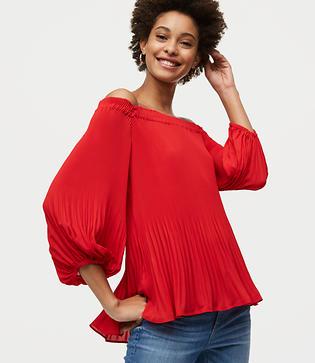 Loft Pleated Off The Shoulder Top