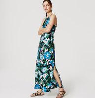 Loft Jungle Floral Halter Maxi Dress