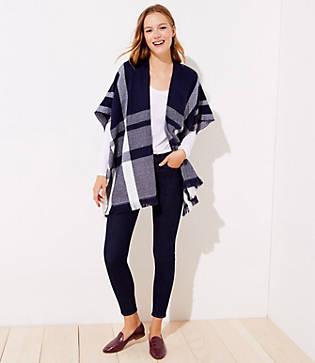 Loft Plaid Poncho Wrap