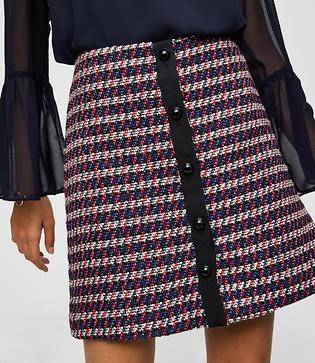 Loft Tweed Button Front Skirt