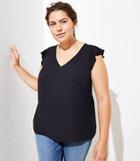 Loft Plus Lace Back Flutter Cap Sleeve Shell