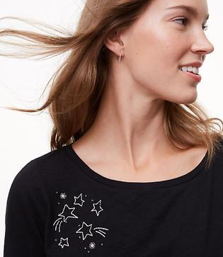 Loft Star Embroidered Long Sleeve Tee