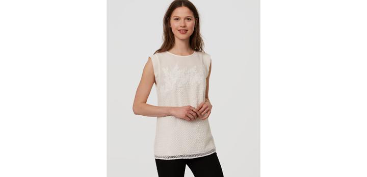 Loft Mixed Floral Lace Shell