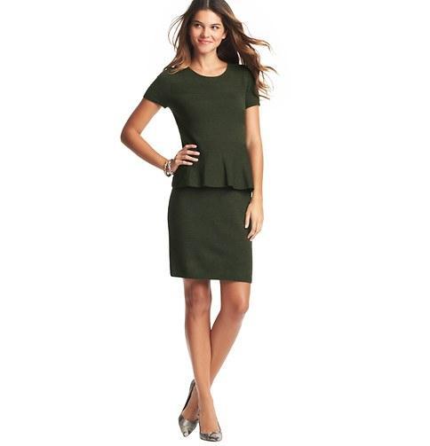 Loft Striped Merino Wool Blend Peplum Sweater Dress