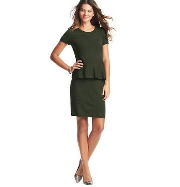 Loft Striped Merino Wool Blend Peplum Sweater Dress