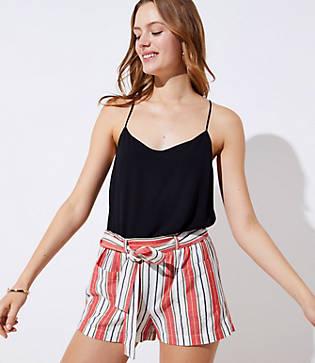 Loft Beach Striped Tie Waist Shorts