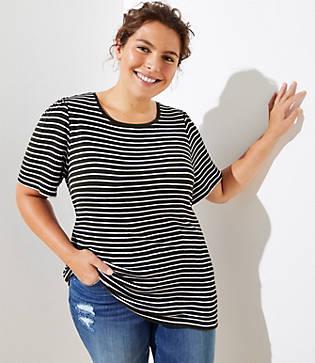 Loft Plus Striped Puff Sleeve Tee