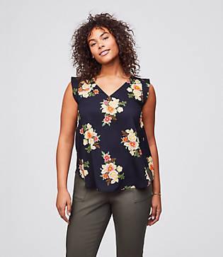 Loft Plus Bouquet Flutter Top