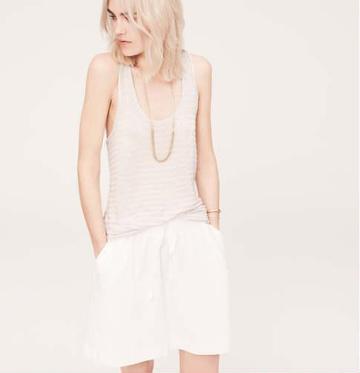 LOFT Lou & Grey Striped Criss-Cross Tank, Light Grey Heather