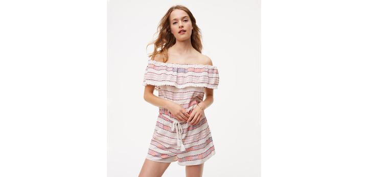 Loft Beach Veranda Off The Shoulder Romper