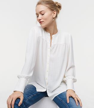 Loft Plaid Textured Blouse