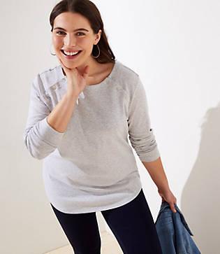 Loft W Button Front Ls Tee