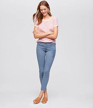 Loft Modern Patchwork Skinny Crop Jeans In Dove Blue