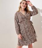 Loft Plus Leopard Print Ruffle Wrap Dress