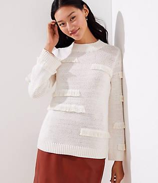 Loft Abstract Fringe Sweater