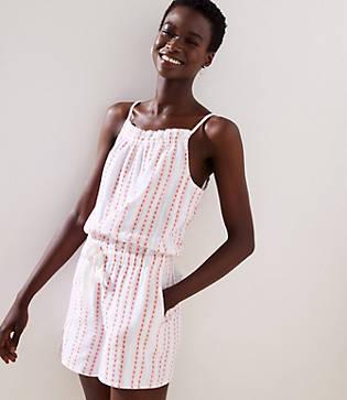 Loft Beach Ruffle Drawstring Romper