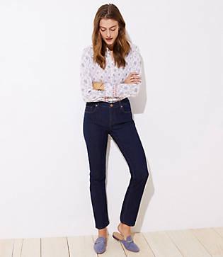 Loft Straight Leg Jeans In Dark Rinse Wash