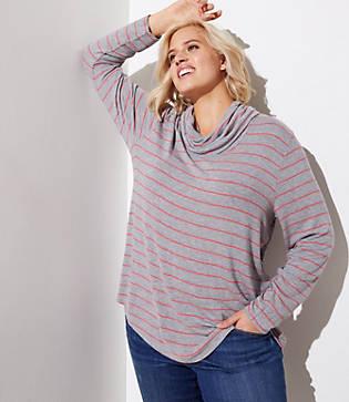 Loft Plus Striped Cowl Neck Tunic