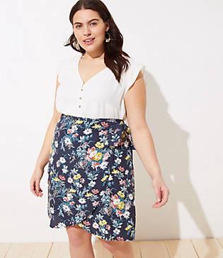 Loft Plus Floral Wrap Skirt