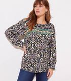 Loft Plus Tapestry Pleated Cuff Blouse