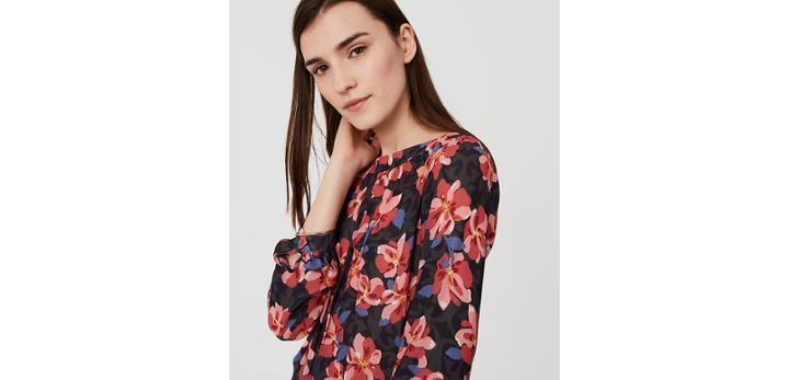 Loft Hibiscus Shirred Blouse