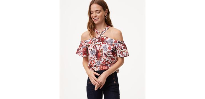 Loft Hydrangea Bouquet Cold Shoulder Top