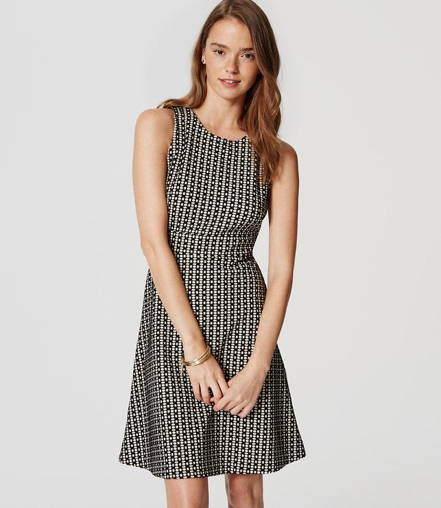 Loft Block Dot Flare Dress