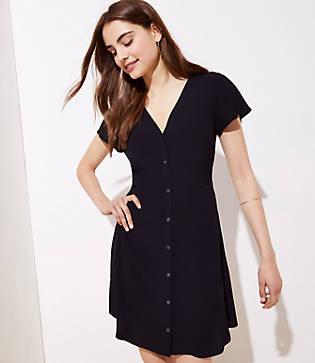 Loft Button Down Flutter Dress