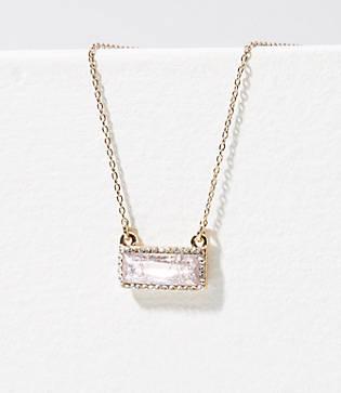Loft Crystal Rectangle Pendant Necklace